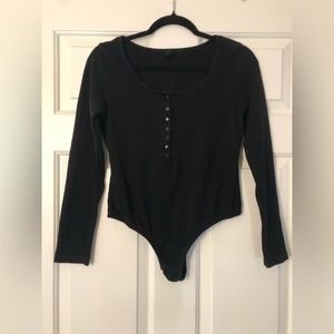 Women’s ribbed thong long sleeved bodysuit XL